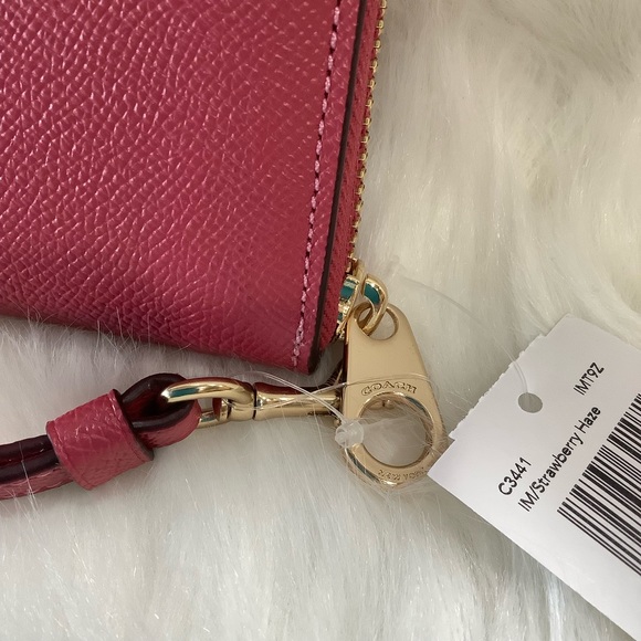 Coach C4451 Crossgrain Long Zip Around Wallet Wristlet Strawberry Haze - Picture 6 of 10